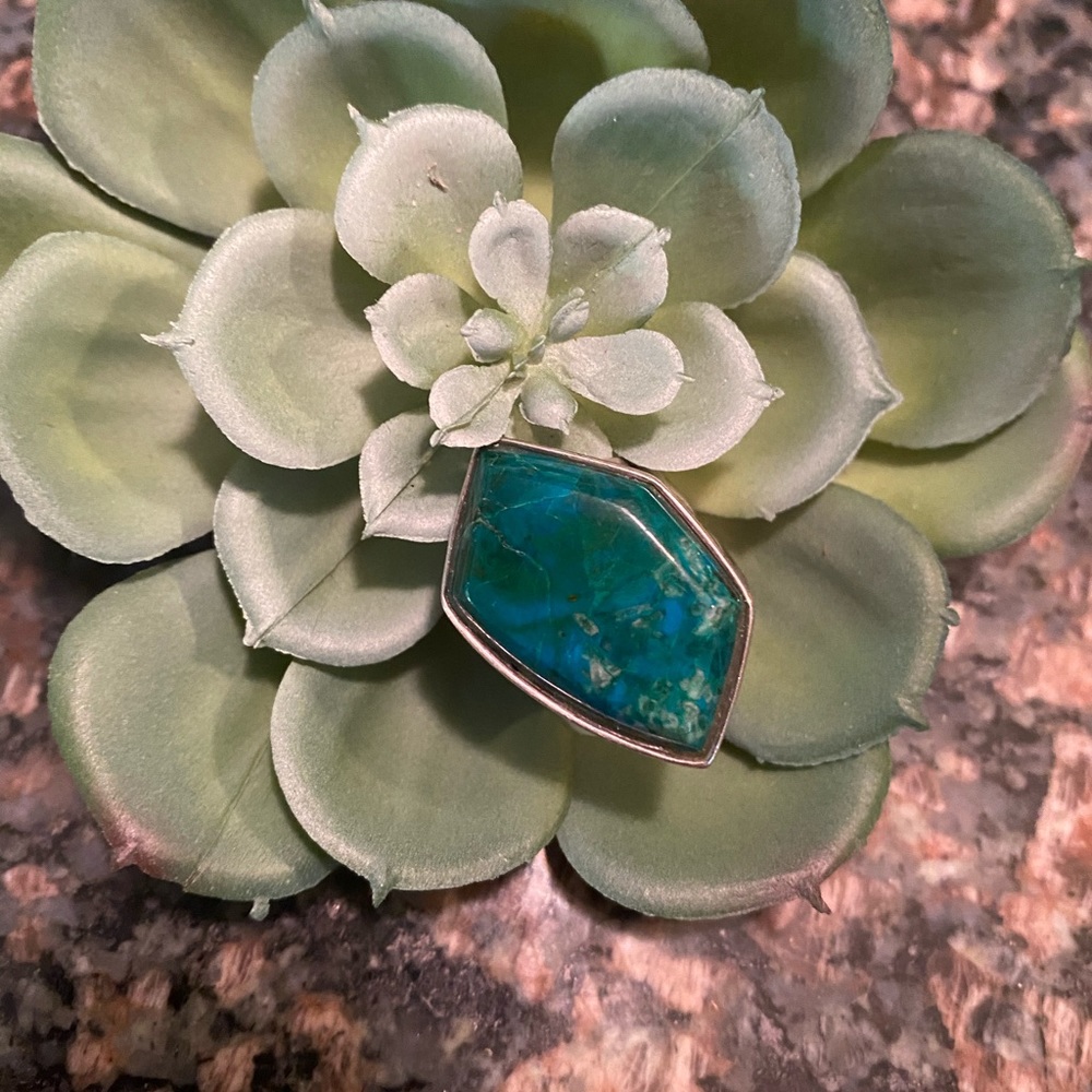 Desert rose sterling silver and turquoise ring